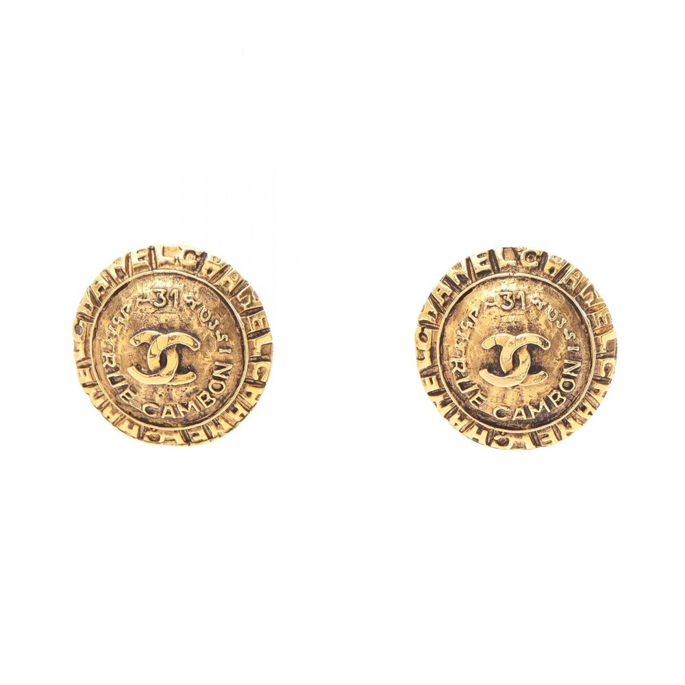 Chanel Coco Mark Logo Earring Gold #338835C44B